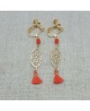 Boucles d'oreilles courtes arabesque argent et pompon