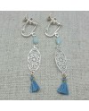 Boucles d'oreilles courtes arabesque argent et pompon