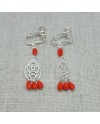 Boucles d'oreilles courtes arabesque argent et pompon