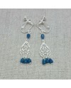 Boucles d'oreilles courtes arabesque argent et pompon