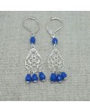 Boucles d'oreilles courtes arabesque argent et pompon