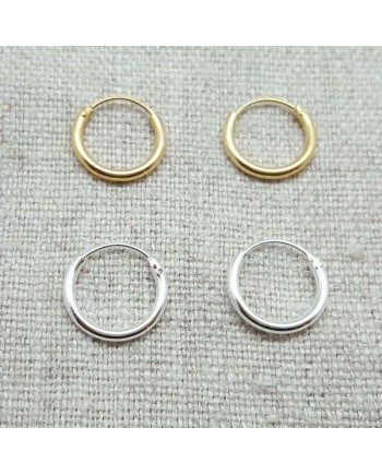 Boucles d'Oreilles anneau Argent ou Plaqué Or