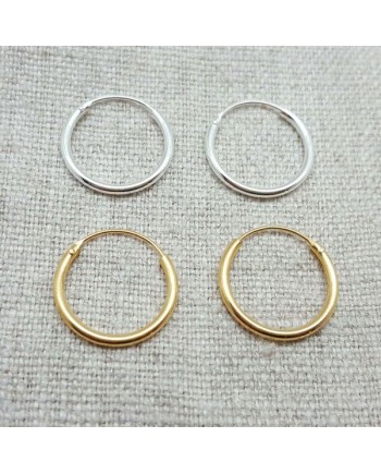 Boucles d'Oreilles anneau Argent ou Plaqué Or