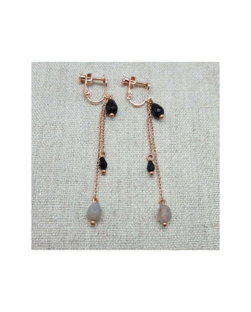 Boucles d'oreilles pendantes Plaqué Or rose