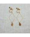 Boucles d'oreilles motif losange et perle colorée