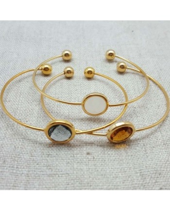 Jonc plaqué Or avec une pierre sertie