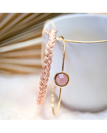 Jonc plaqué Or avec une pierre sertie