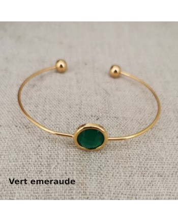 Jonc plaqué Or avec une pierre sertie