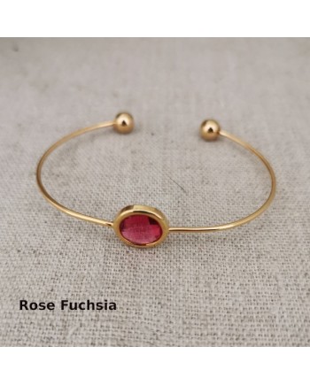 Jonc plaqué Or avec une pierre sertie