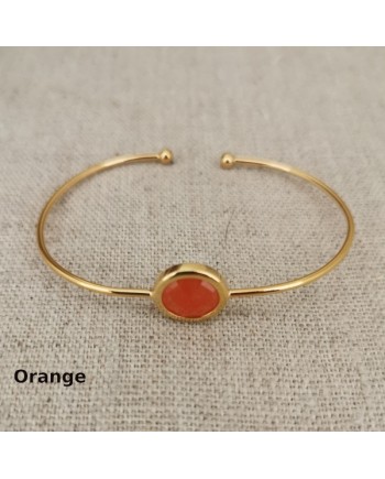 Jonc plaqué Or avec une pierre sertie