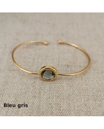 Jonc plaqué Or avec une pierre sertie