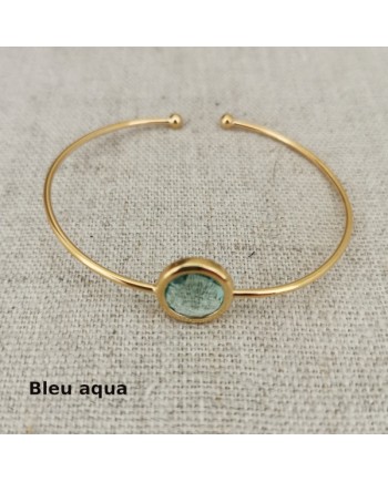 Jonc plaqué Or avec une pierre sertie