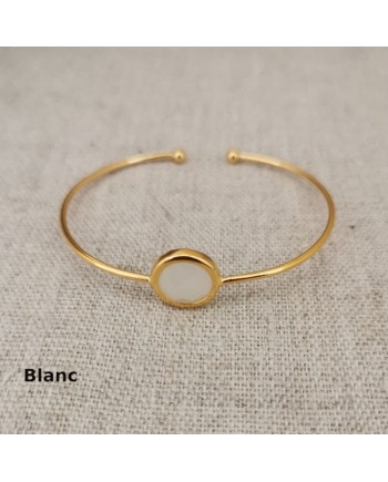 Jonc plaqué Or avec une pierre sertie