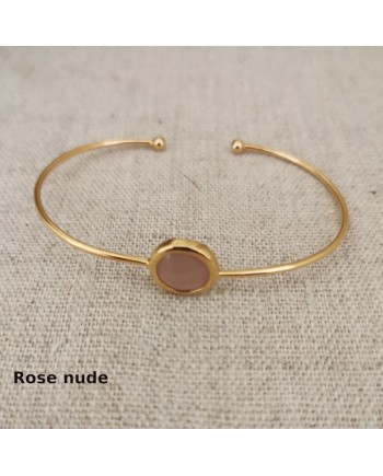 Jonc plaqué Or avec une pierre sertie