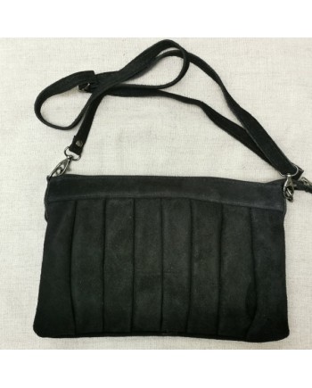 Sac rectangulaire bandoulière croute de cuir