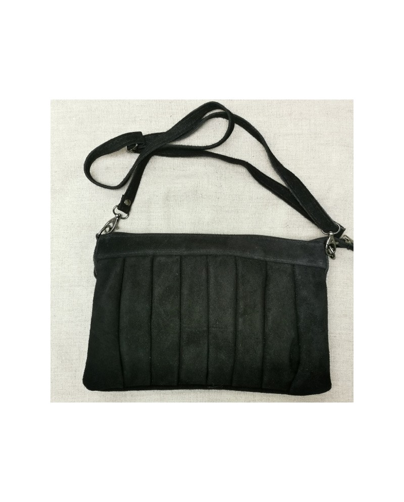 Sac rectangulaire bandoulière croute de cuir