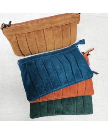 Sac rectangulaire bandoulière croute de cuir