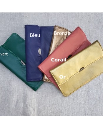 Porte monnaie et carte uni cuir