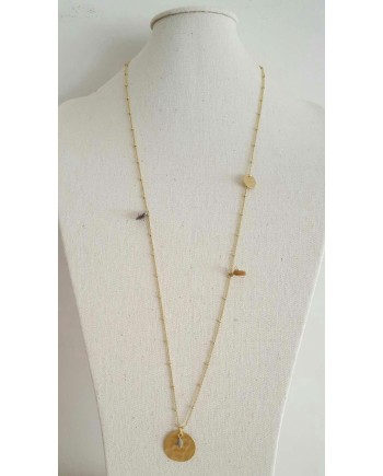 Sautoir Plaqué Or médaille martelé