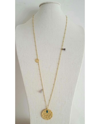 Sautoir Plaqué Or médaille martelé