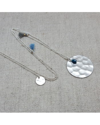 Sautoir Plaqué Or médaille martelé