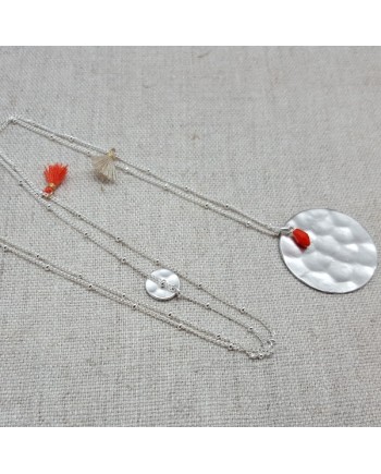 Sautoir Plaqué Or médaille martelé