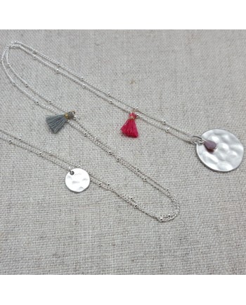 Sautoir Plaqué Or médaille martelé