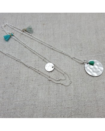 Sautoir Plaqué Or médaille martelé