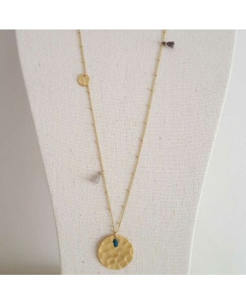 Sautoir Plaqué Or médaille martelé