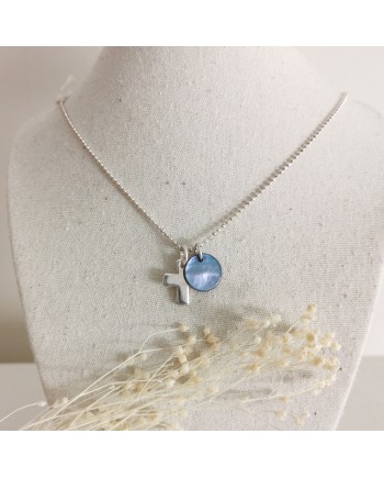 Collier croix argent sur chaîne fine argent