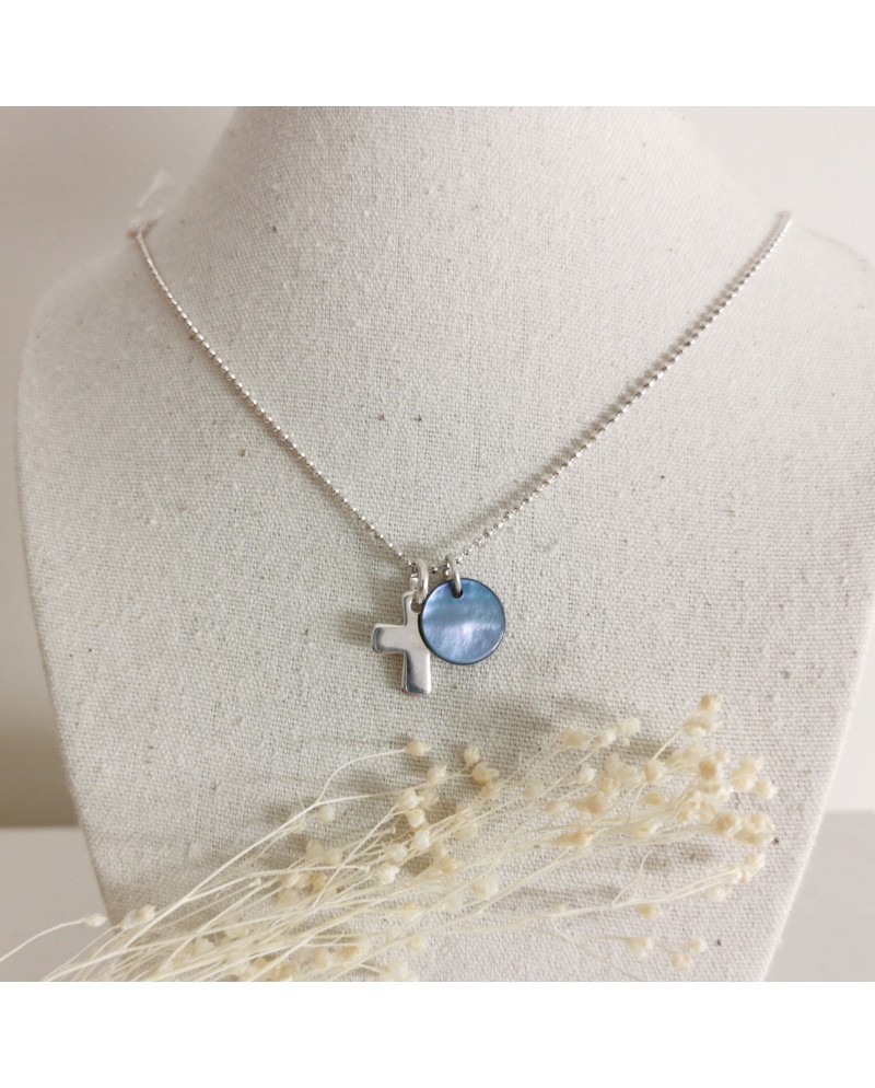 Collier croix argent sur chaîne fine argent