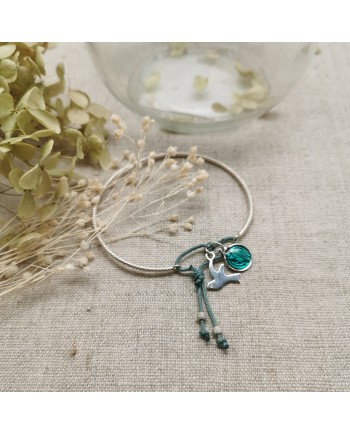 Jonc perlé religieux Argent avec breloques