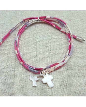 Bracelet religieux double tour liberty nacre et vierge colorée