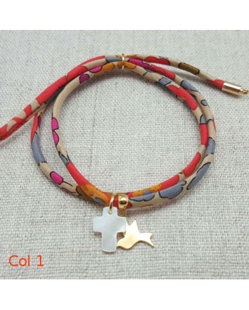 Bracelet religieux double tour liberty nacre et vierge colorée