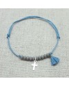 Bracelet dizainier croix argent et pompon