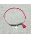 Bracelet dizainier croix argent et pompon