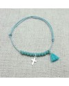 Bracelet dizainier croix argent et pompon