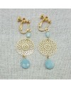 Boucle d'oreille arabesque ronde et perle turquoise