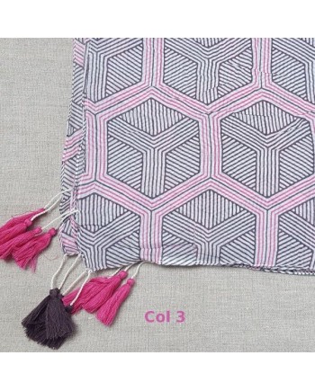 Foulard coton imprimé coloris rose