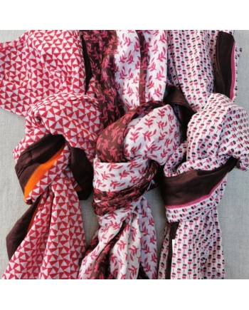 Foulard coton imprimé coloris rose