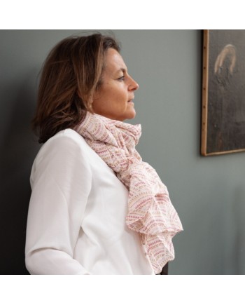 Foulard coton imprimé coloris rose