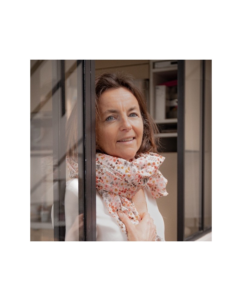 Foulard coton imprimé coloris rose