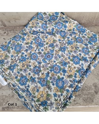 Foulard coton imprimé coloris bleu  jaune