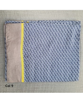 Foulard coton imprimé coloris bleu  jaune
