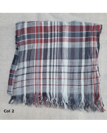 Foulard coton imprimé carreaux