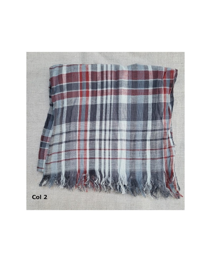 Foulard coton imprimé carreaux