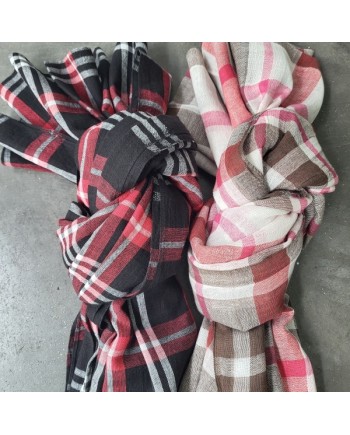Foulard coton imprimé carreaux