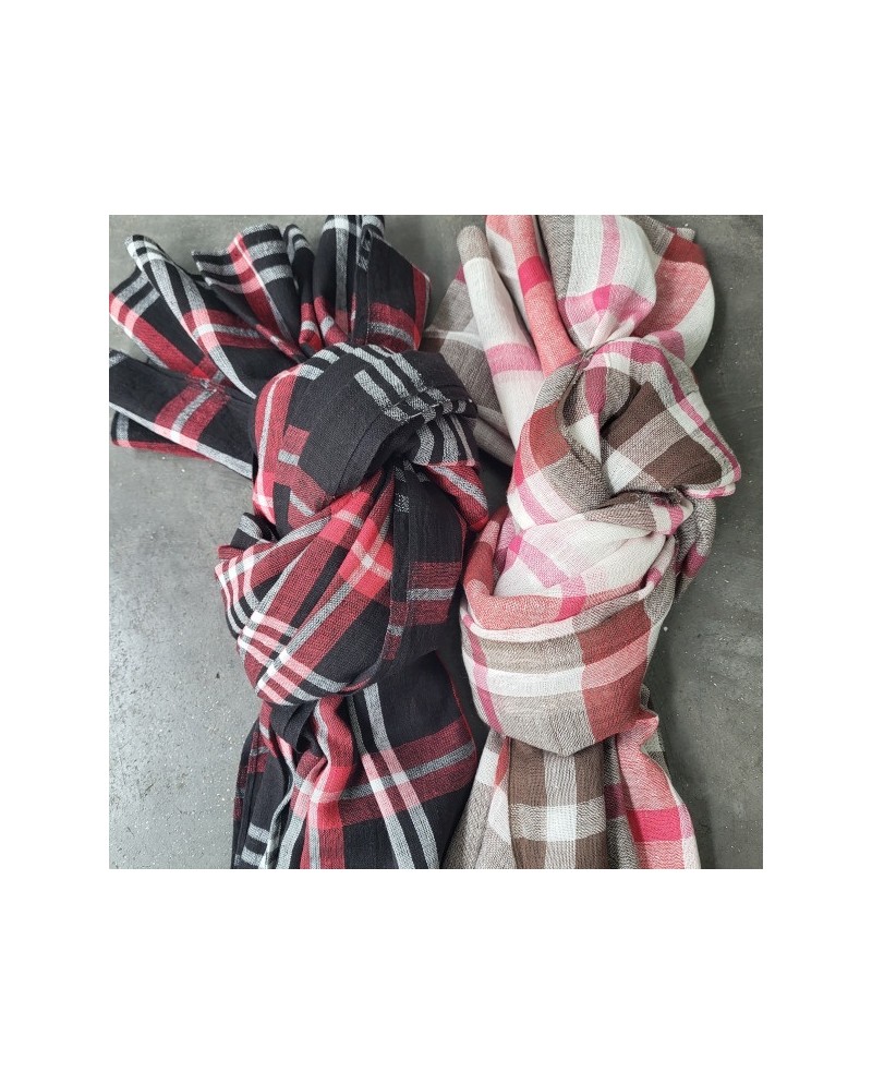Foulard coton imprimé carreaux