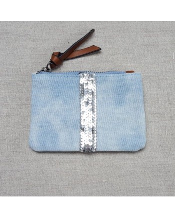 Porte monnaie lin et pailletes