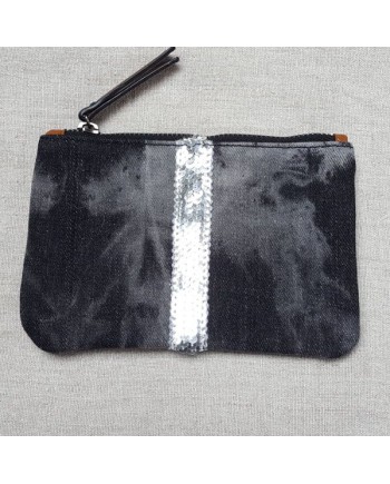 Porte monnaie lin et pailletes